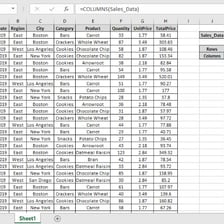 A spreadsheet displaying numerical information in rows and columns.