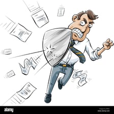 A person responding defensively to an attack.
