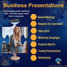 A presenter discussing broad points without detailed information