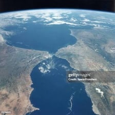 The Rock of Gibraltar beside the Strait of Gibraltar