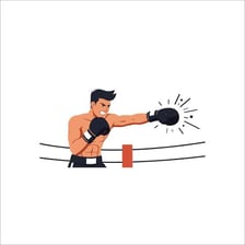 A boxer landing a powerful punch in a ring