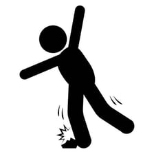 A person shown losing balance while walking.