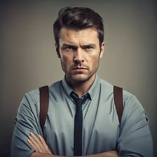 A person glaring with an angry, disapproving expression.