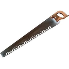 A hand-operated crosscut saw used to cut across the grain of wood.