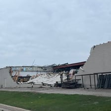 A severely damaged building illustrating something being wrecked