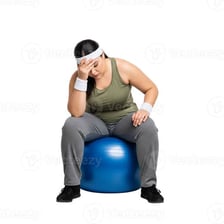 An exhausted person resting after strenuous exertion.