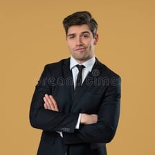 A person standing in a self-important pose with an air of arrogance.