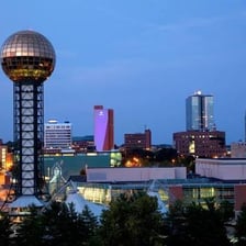 The skyline of Knoxville, Tennessee.