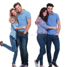 Two people standing together as a pair