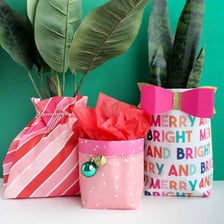 A present completely covered in wrapping paper.