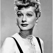 A portrait of American comedienne Lucille Ball.