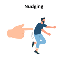 A person pushing an object just enough to shift its position.