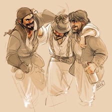An illustration of Athos, Porthos, and Aramis from The Three Musketeers