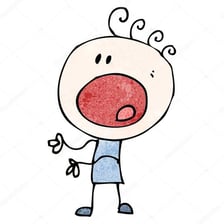 A person displaying a dissatisfied expression while complaining.