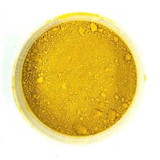 Yellow ocher pigment displayed as an earthy yellow-brown powder.