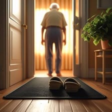 A person lingering near a doorway after others have departed