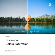Two versions of a photograph show vivid colors and muted colors.