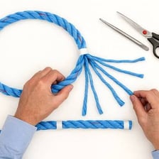 A rope shown cleanly cut into separate pieces.