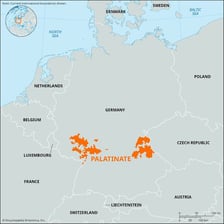 A historical map showing the former Palatinate region in Germany.