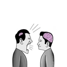 An illustration depicting one side of an argument being silenced.