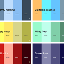 A graphic design style guide showing typography, color, and layout specifications.