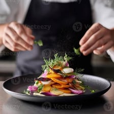 A person making a selective choice among food ingredients.