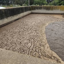 A thick, wet layer of sludge with a muddy, sticky appearance.