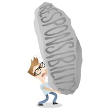A person carrying a heavy load as a visual metaphor for responsibility.