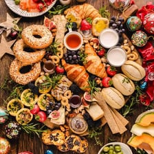 An assortment of food suitable for eating