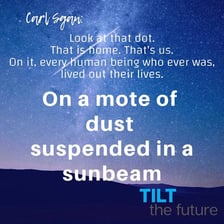A tiny dust particle visible floating in a beam of sunlight