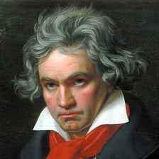 A portrait of the composer Ludwig van Beethoven.
