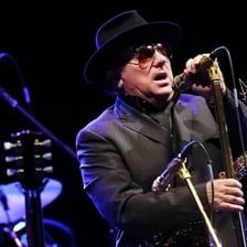 Van Morrison singing on stage