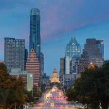 The Austin, Texas skyline with the state capitol visible