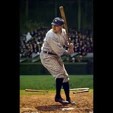 Babe Ruth holding a bat during a baseball game.