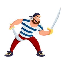 A person conspicuously waving a flag or holding a sword aloft.