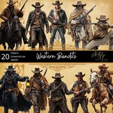 An illustration of an outlaw dressed in Old West clothing.