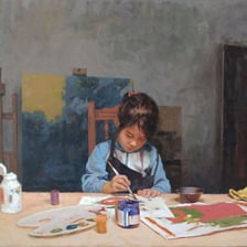 A child showing natural ability while painting