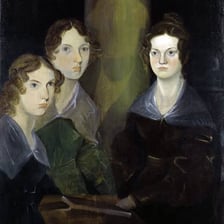 A portrait-style illustration representing Anne, Charlotte, and Emily Brontë.