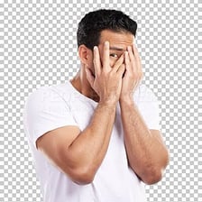 A person showing a fearful, timid expression.