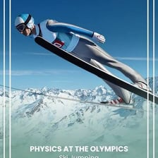 A ski jumper traveling through the air above a snowy jump.