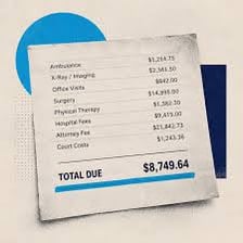 Paper bills showing amounts due for payment