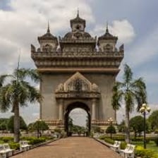 A recognizable landmark in Vientiane, Laos.