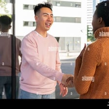 Two friends having a warm, friendly conversation