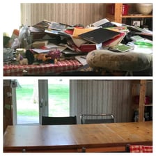 Objects shown neatly arranged in one image and out of order in another