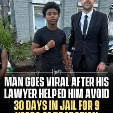 A person leaving freely after avoiding a legal penalty.