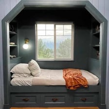 A small sheltered alcove set into an interior room.