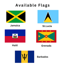 The flags of Jamaica and Grenada representing two English-speaking Caribbean nations.