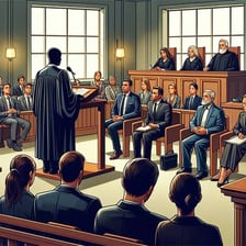 A judge evaluating evidence in a courtroom