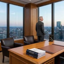 A prominent business leader in an office
