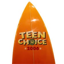 A surfboard-shaped Teen Choice Awards trophy